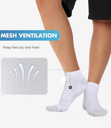 BAMBOO COOL Men's Ankle Socks Athletic Low Cut Cushioned Moisture Wicking, Running Socks Arch Support Breathable, 6 Pack