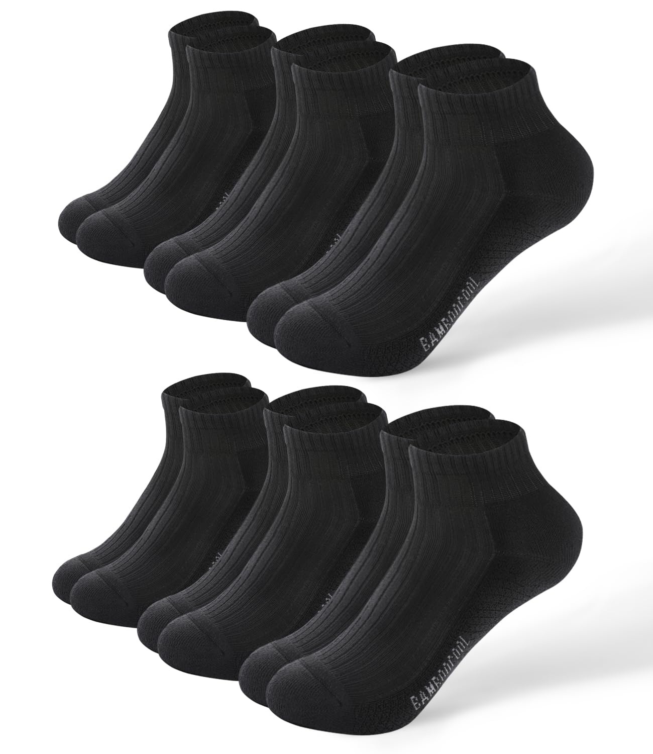 BAMBOO COOL Womens Ankle Socks, Odor-Resistant Bamboo Low Cut Socks, Moisture-Wicking Cushioned Anti-Blister Athletic Socks