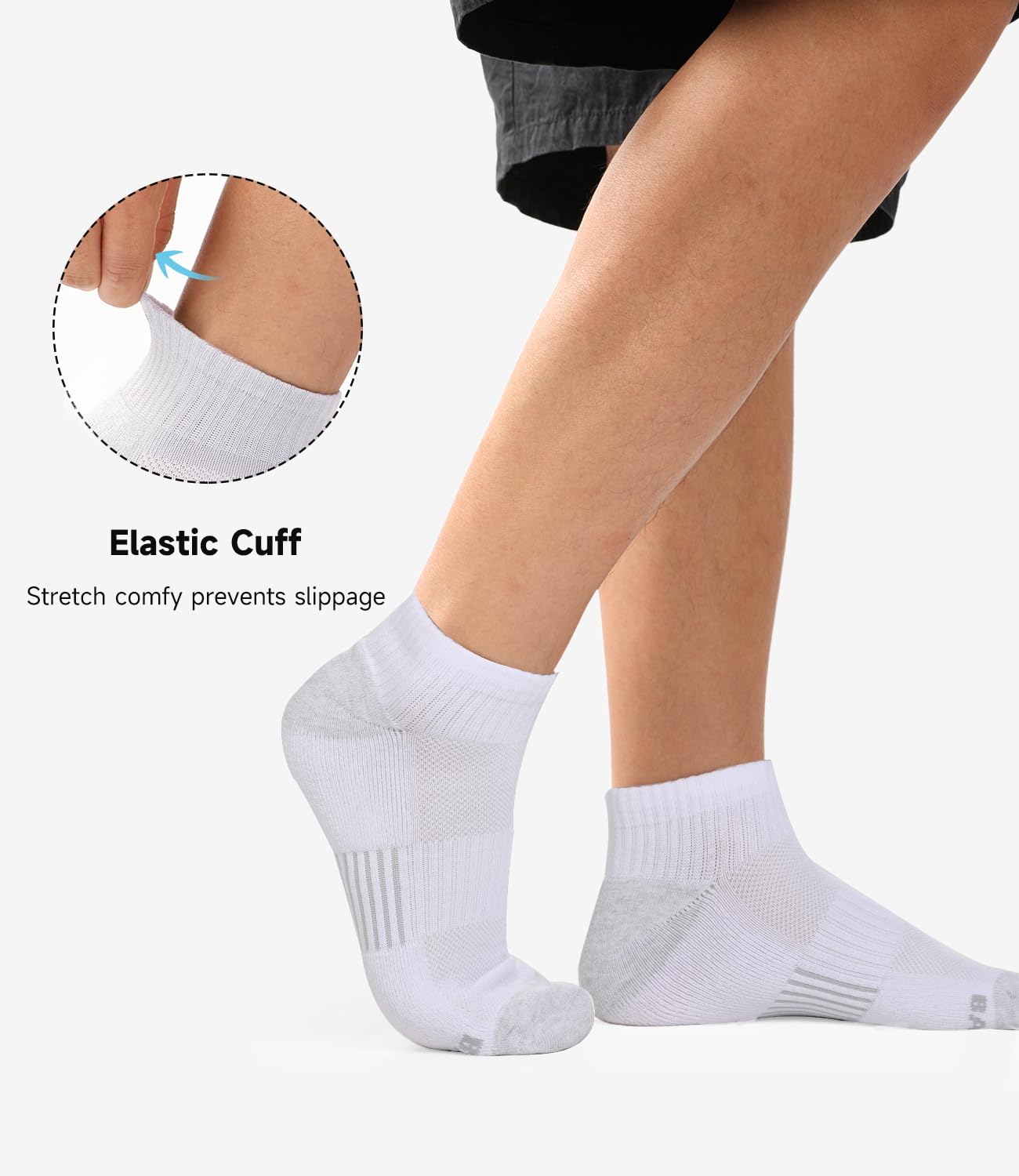 BAMBOO COOL Men's Ankle Socks Athletic Low Cut Cushioned Moisture Wicking, Running Socks Arch Support Breathable, 6 Pack