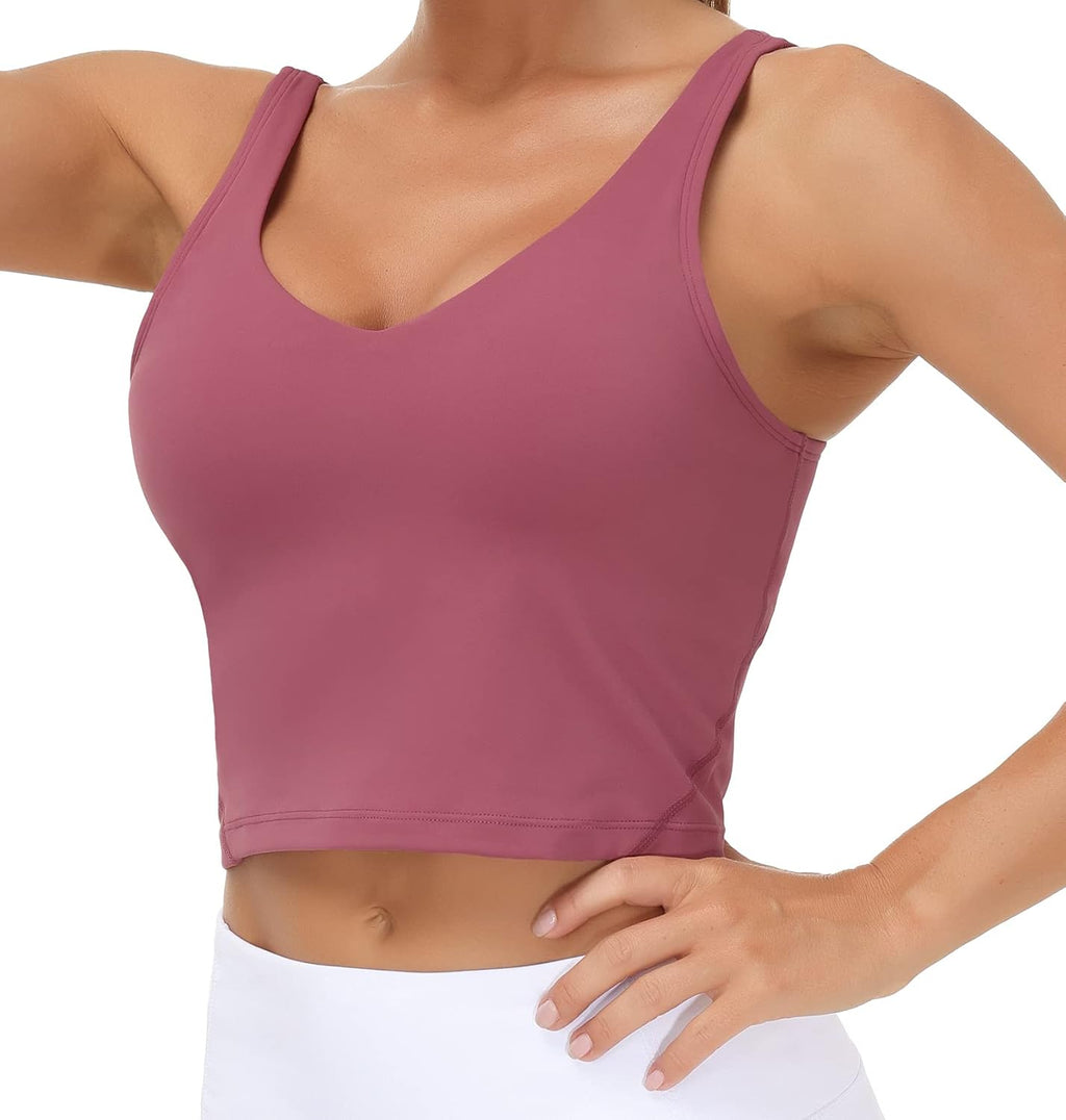 THE GYM PEOPLE Womens' Sports Bra Longline Wirefree Padded with Medium Support