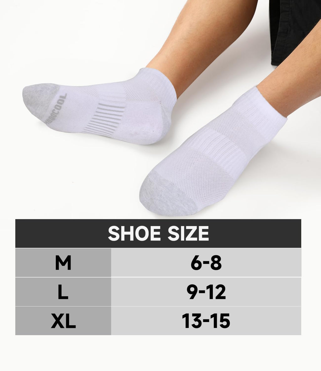 BAMBOO COOL Men's Ankle Socks Athletic Low Cut Cushioned Moisture Wicking, Running Socks Arch Support Breathable, 6 Pack