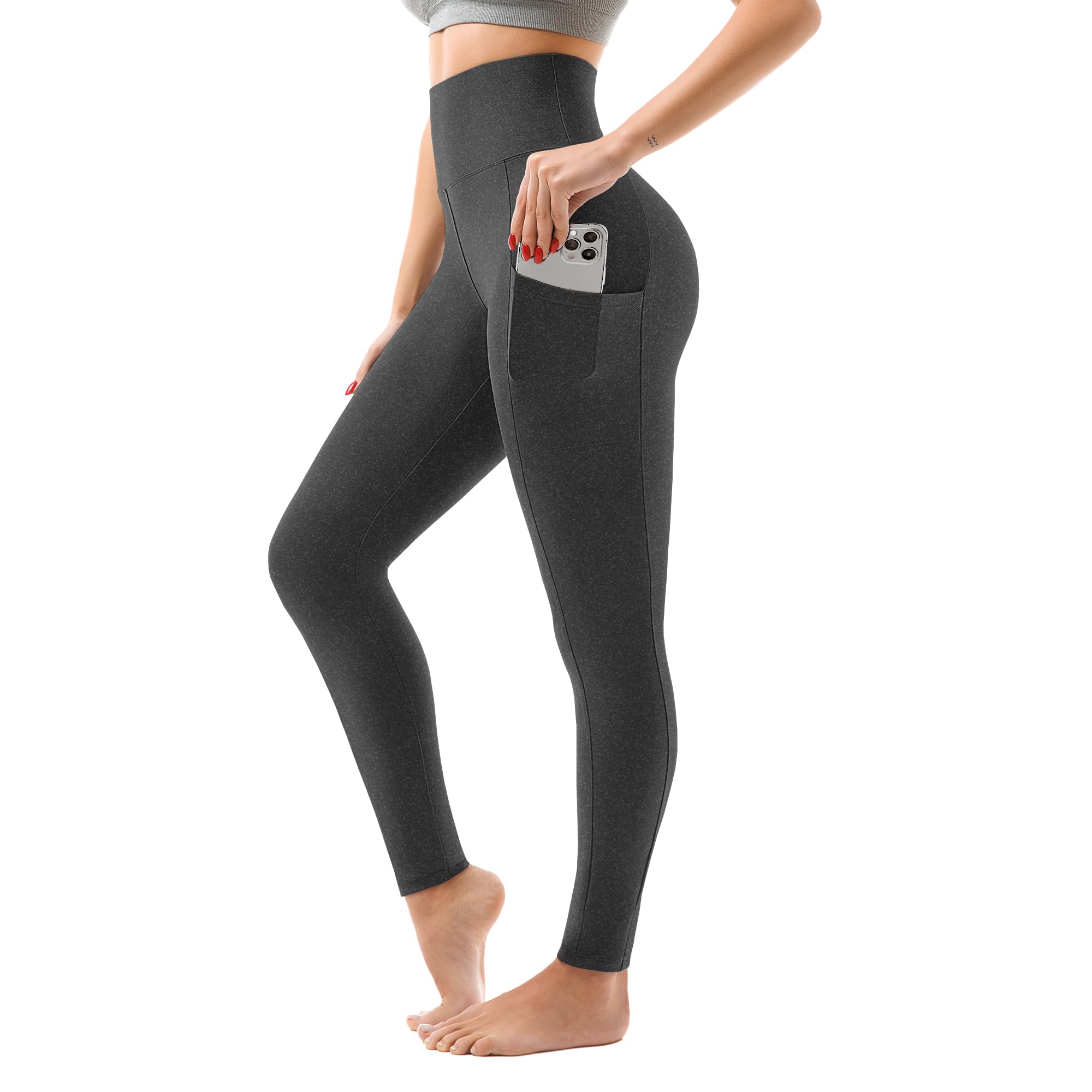 SINOPHANT High Waisted Leggings with Pockets Women, Full Length Capri Buttery Soft Stretchy Yoga Pants