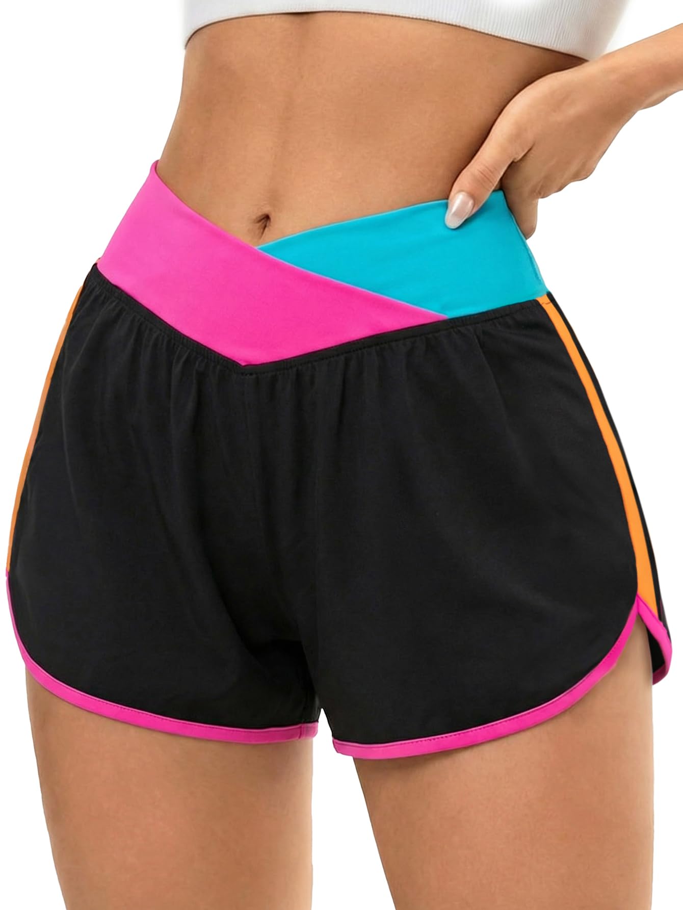 SOFIA'S CHOICE Women Color Block Workout Shorts Stretchy Athletic Biker Shorts Shorts for Yoga Gym Running