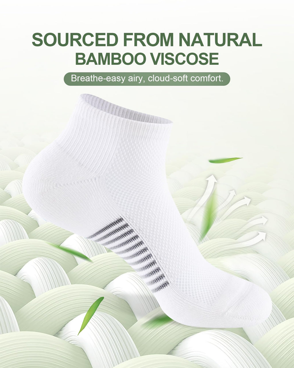 Ankle Socks for Men, Bamboo Socks Running Athletic Cushioned Moisture Wicking Low Cut Reinforced, 8 Pairs