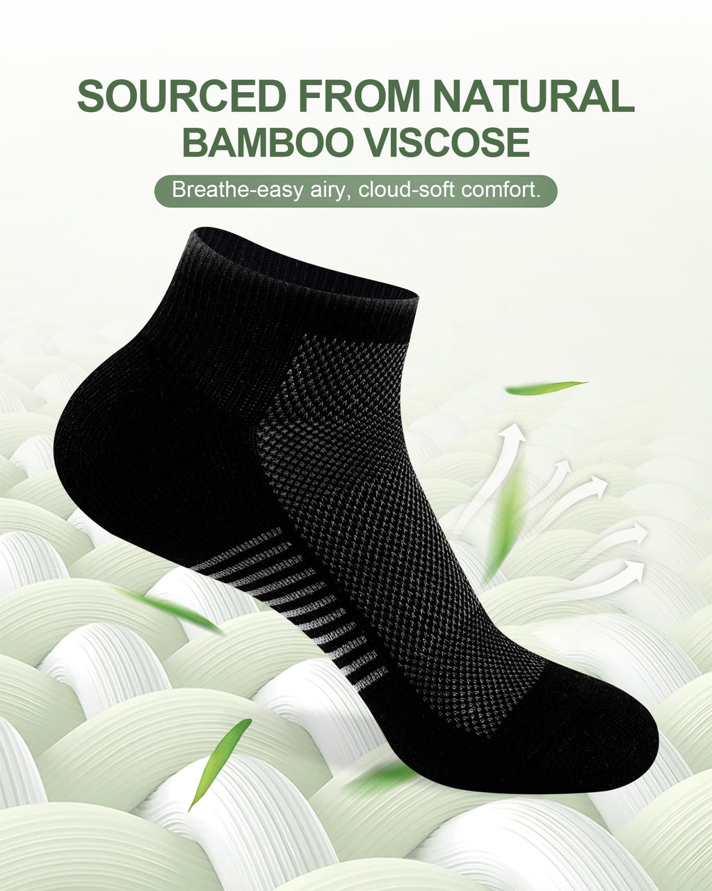 Ankle Socks for Men, Bamboo Socks Running Athletic Cushioned Moisture Wicking Low Cut Reinforced, 8 Pairs