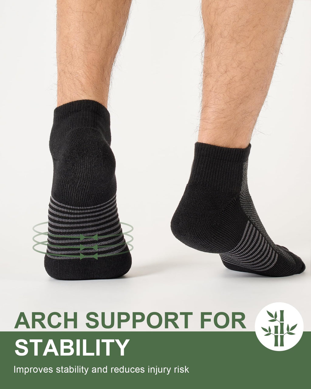 Ankle Socks for Men, Bamboo Socks Running Athletic Cushioned Moisture Wicking Low Cut Reinforced, 8 Pairs