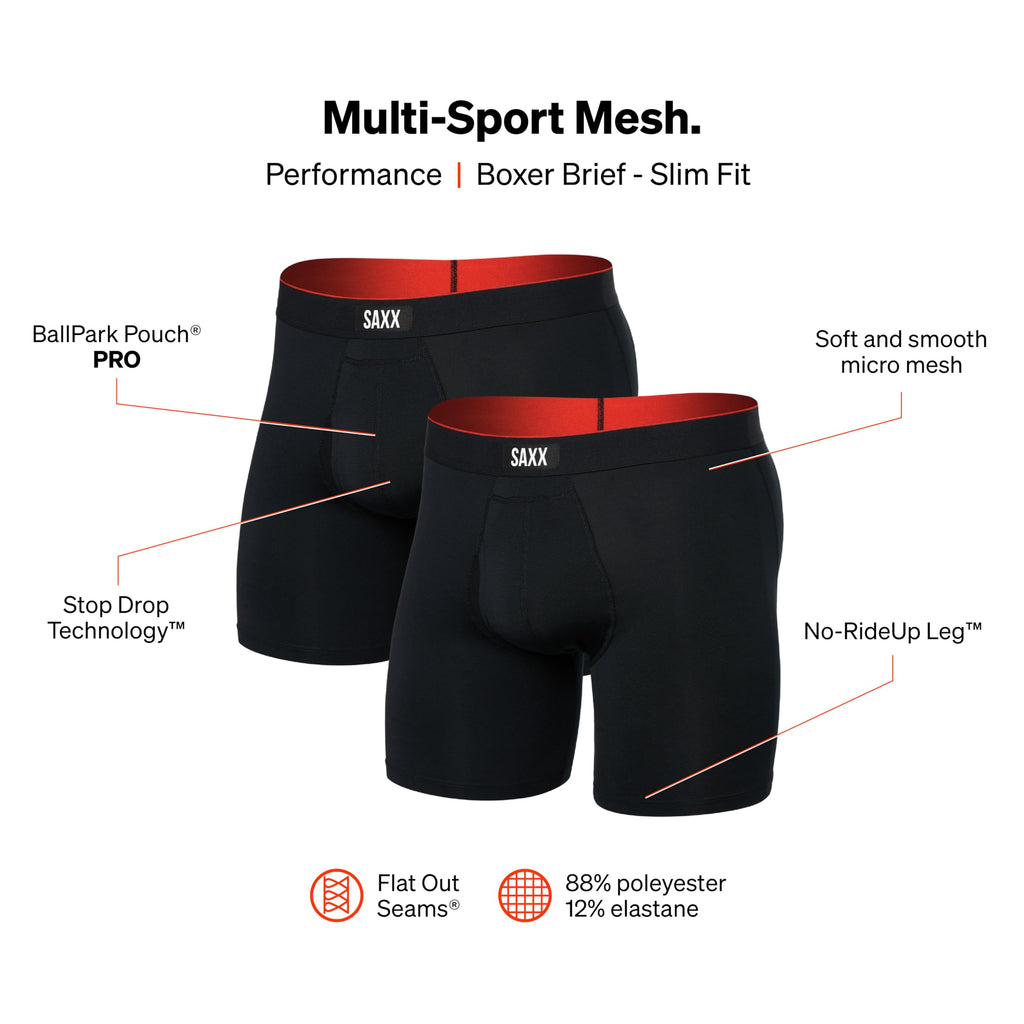 SAXX Underwear Co. Men's Multi-Sport Mesh Boxer Brief Fly 2 Pack