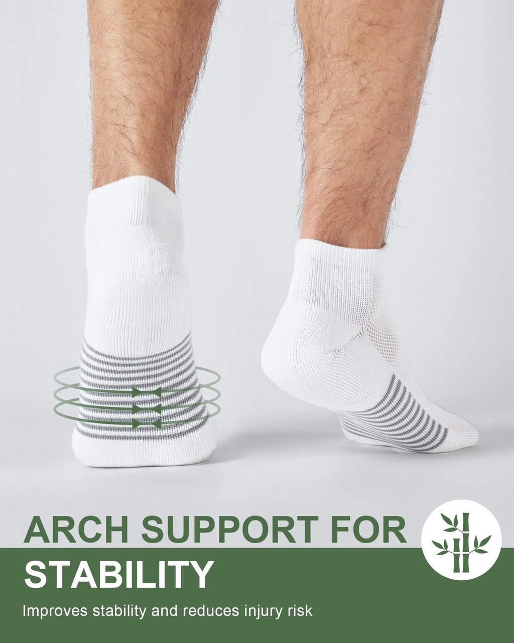 Ankle Socks for Men, Bamboo Socks Running Athletic Cushioned Moisture Wicking Low Cut Reinforced, 8 Pairs