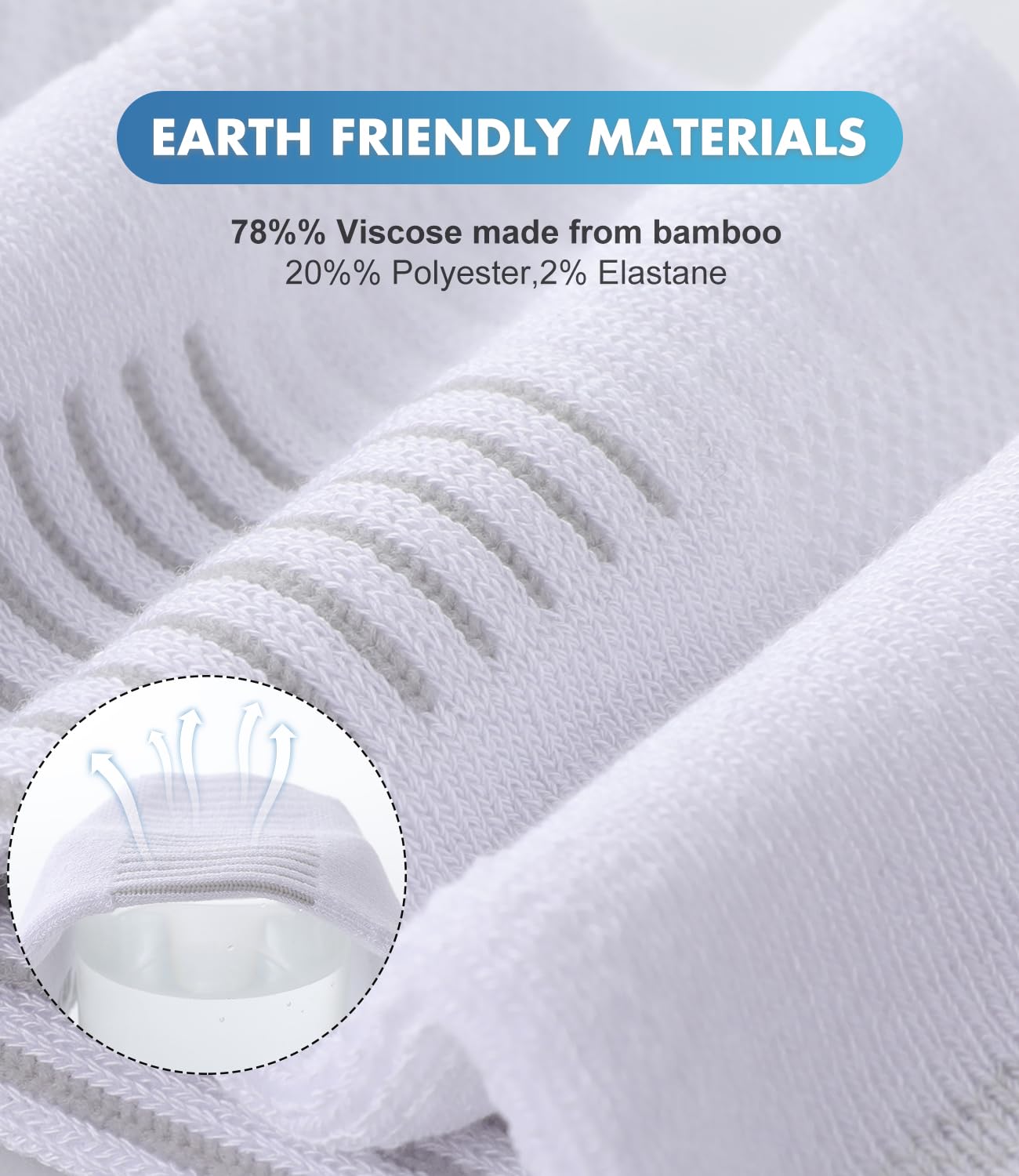 BAMBOO COOL Men's Ankle Socks Athletic Low Cut Cushioned Moisture Wicking, Running Socks Arch Support Breathable, 6 Pack