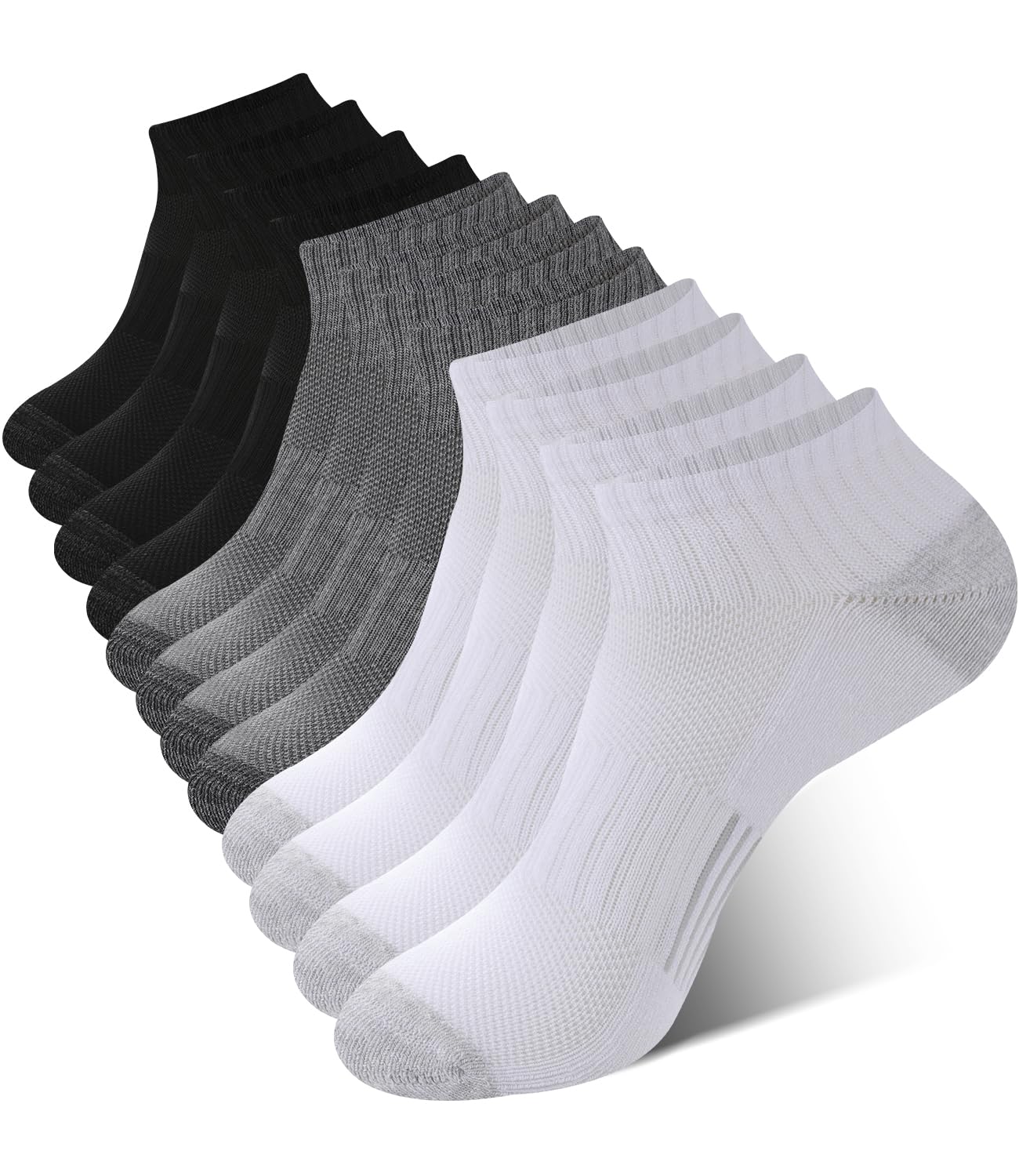 BAMBOO COOL Men's Ankle Socks Athletic Low Cut Cushioned Moisture Wicking, Running Socks Arch Support Breathable, 6 Pack