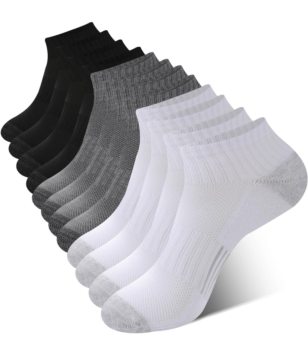 BAMBOO COOL Men's Ankle Socks Athletic Low Cut Cushioned Moisture Wicking, Running Socks Arch Support Breathable, 6 Pack