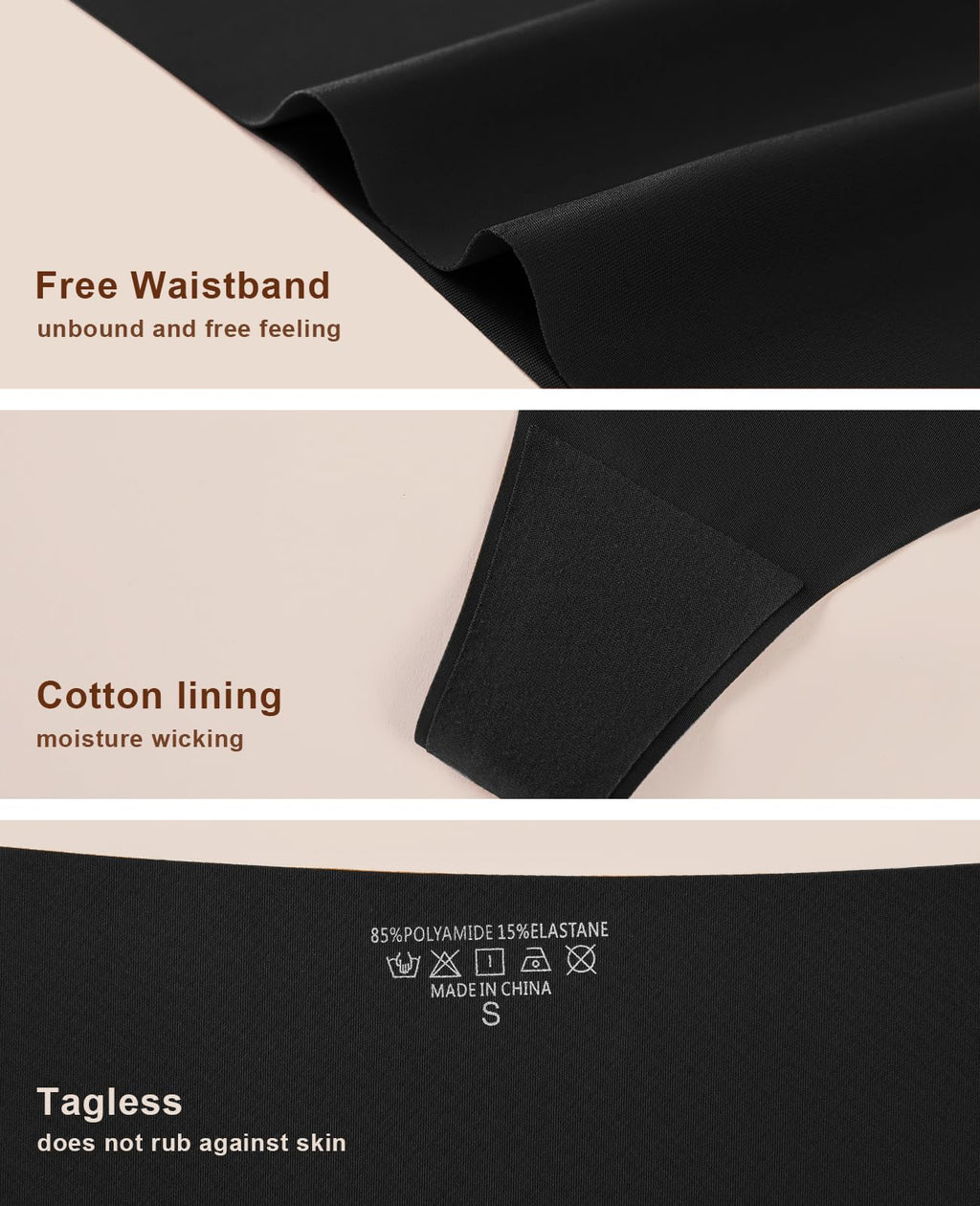 Thongs for Womens High Waisted Seamless for Women Underwear Sexy Breathable Panties 6 Pack