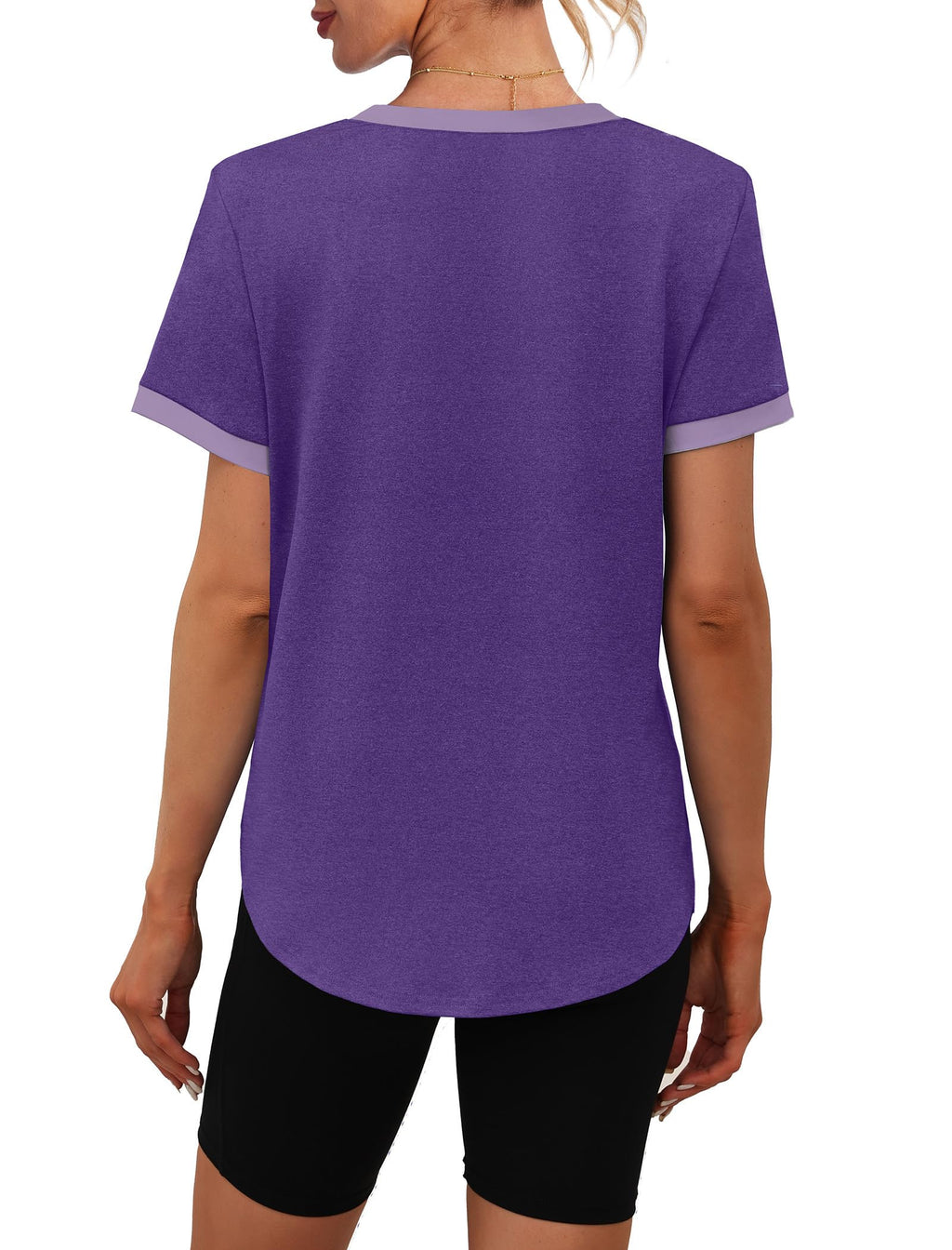 Womens Workout Tops Summer Short Sleeve Shirts Athletic Color Block Gym Clothes Outfits Sun Protection UPF 50+ T Shirts
