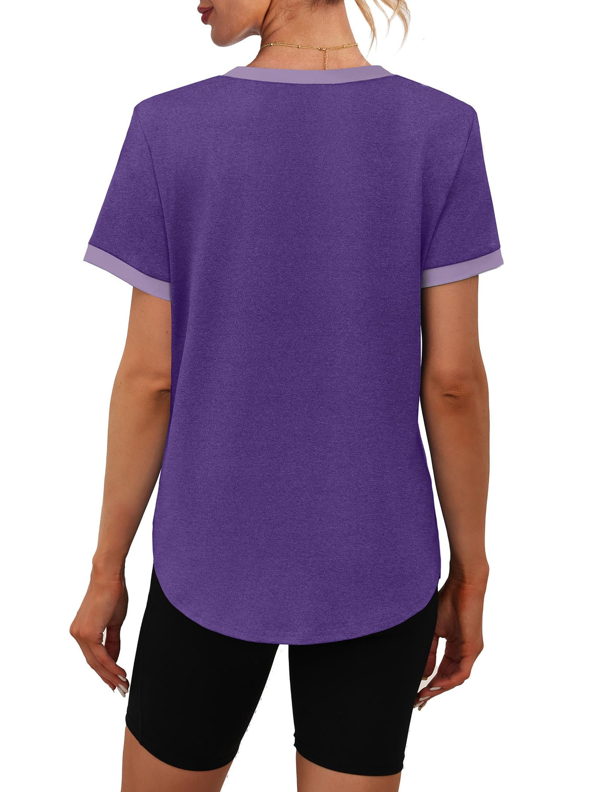 Womens Workout Tops Summer Short Sleeve Shirts Athletic Color Block Gym Clothes Outfits Sun Protection UPF 50+ T Shirts