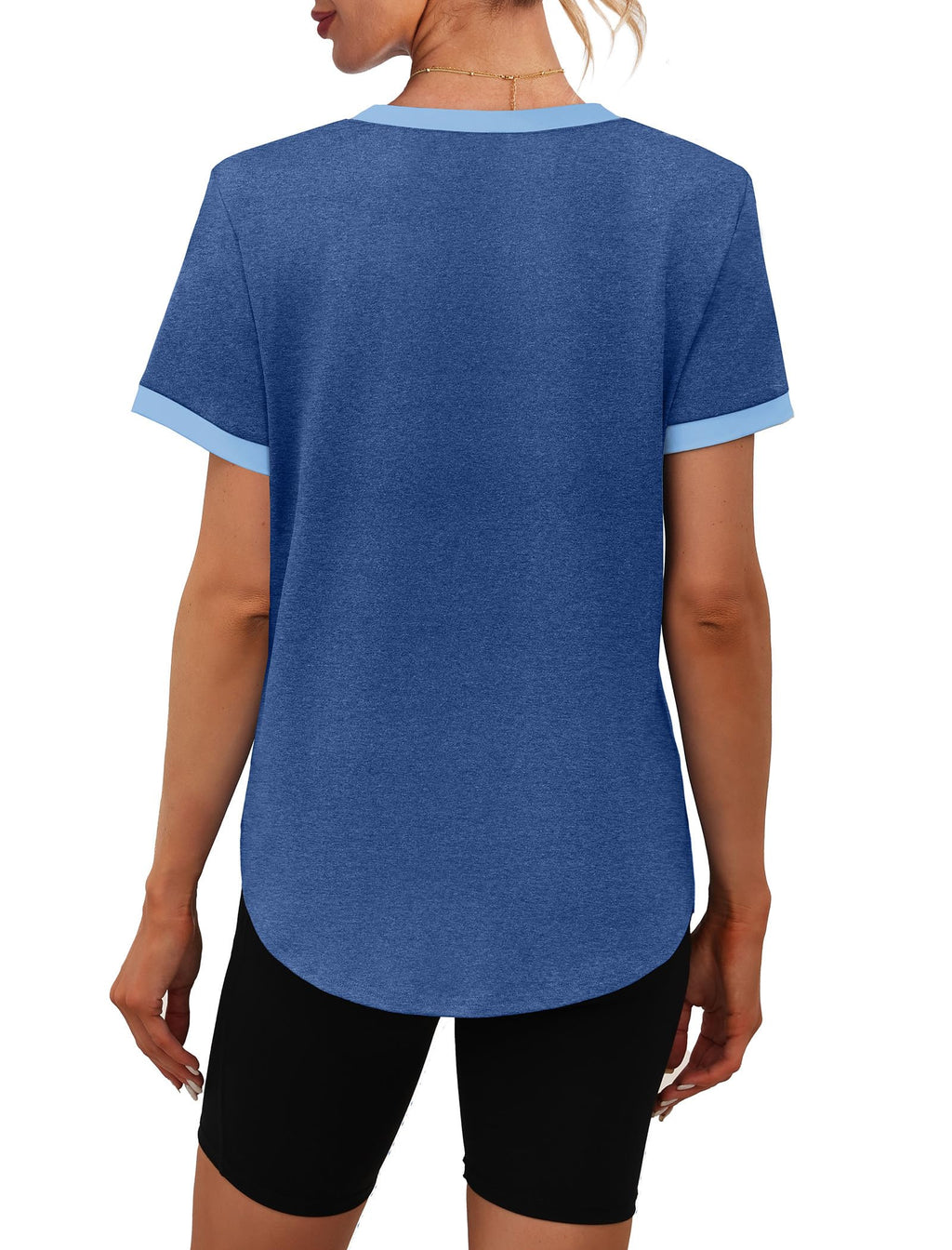 Womens Workout Tops Summer Short Sleeve Shirts Athletic Color Block Gym Clothes Outfits Sun Protection UPF 50+ T Shirts