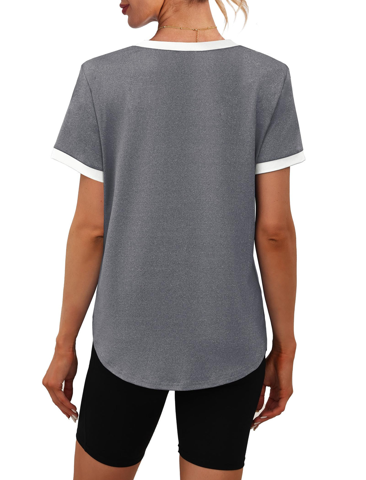 Womens Workout Tops Summer Short Sleeve Shirts Athletic Color Block Gym Clothes Outfits Sun Protection UPF 50+ T Shirts