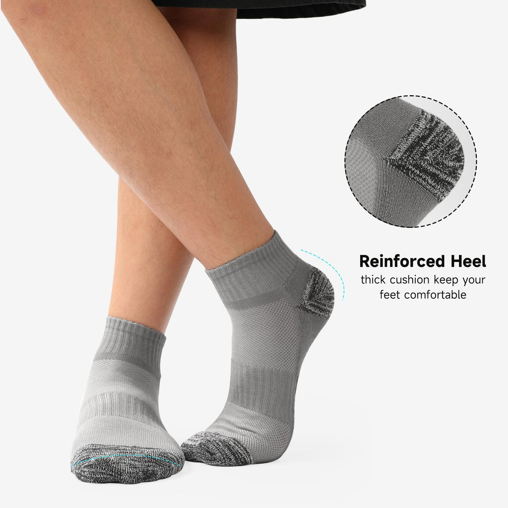 BAMBOO COOL Men's Ankle Socks Athletic Low Cut Cushioned Moisture Wicking, Running Socks Arch Support Breathable, 6 Pack