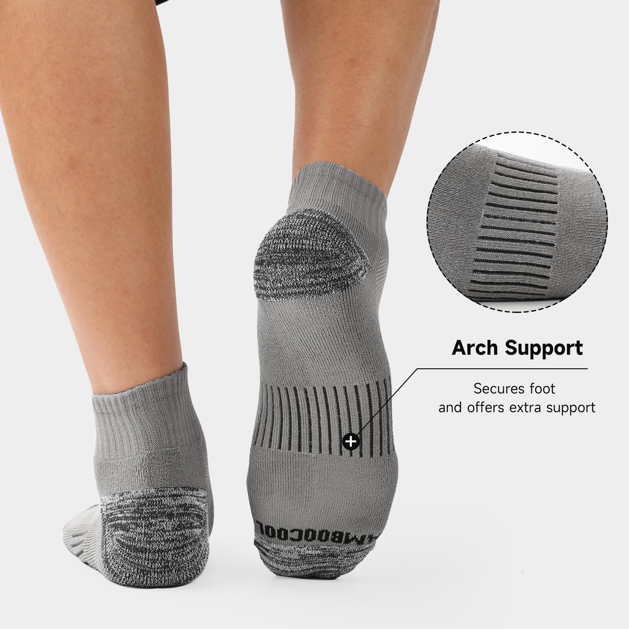 BAMBOO COOL Men's Ankle Socks Athletic Low Cut Cushioned Moisture Wicking, Running Socks Arch Support Breathable, 6 Pack