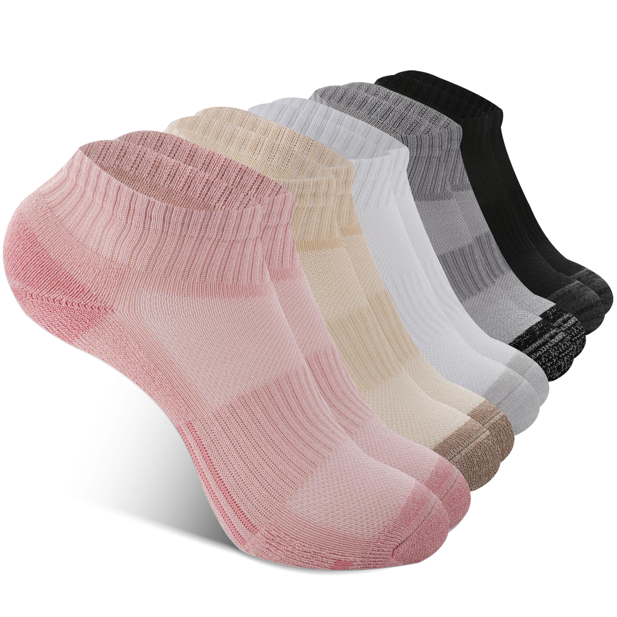 BAMBOO COOL Athletic Ankle Socks Womens Anti-Odor Socks Moisture-Wicking Running Cushioned Anti-Blister 5/6 Pairs