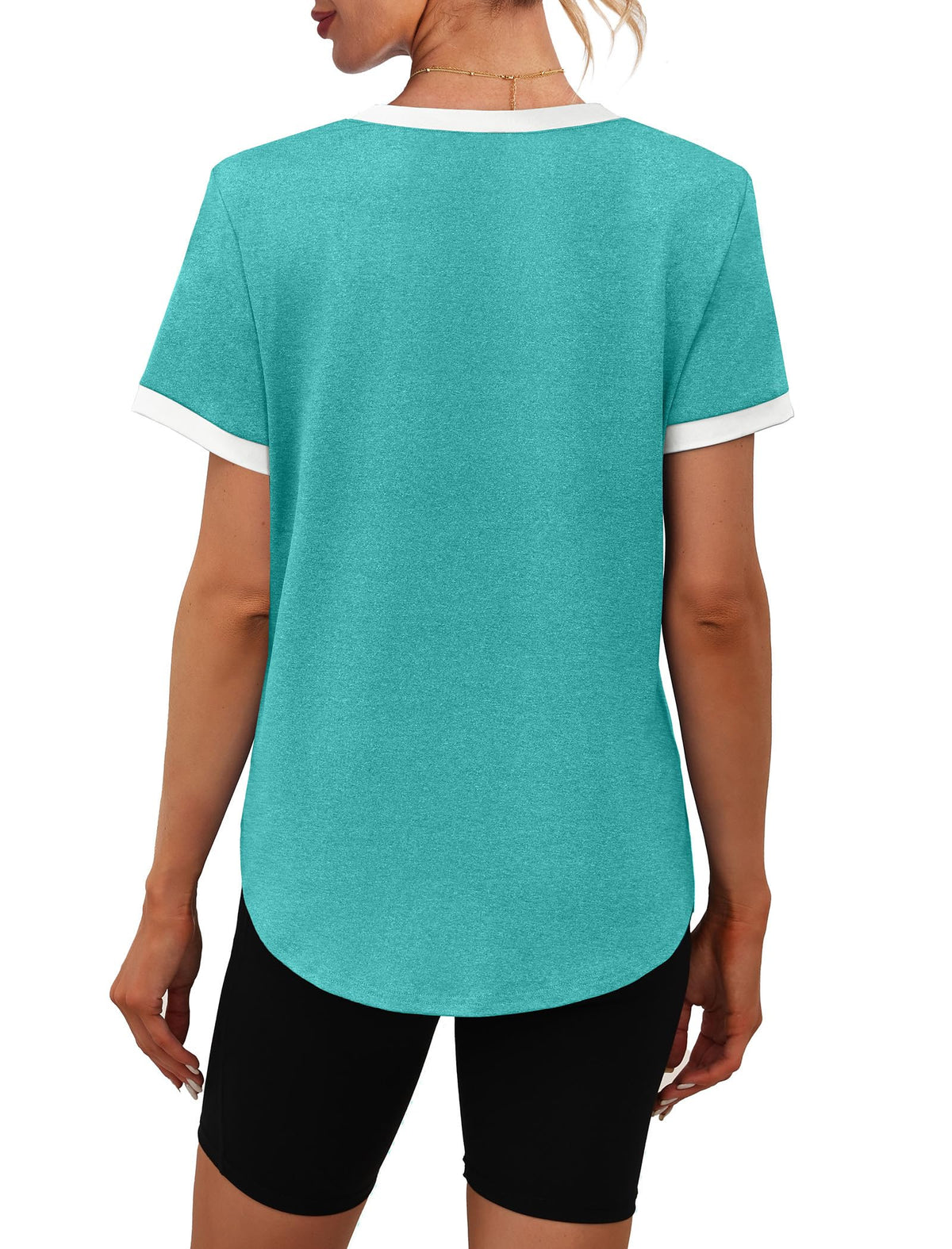 Womens Workout Tops Summer Short Sleeve Shirts Athletic Color Block Gym Clothes Outfits Sun Protection UPF 50+ T Shirts