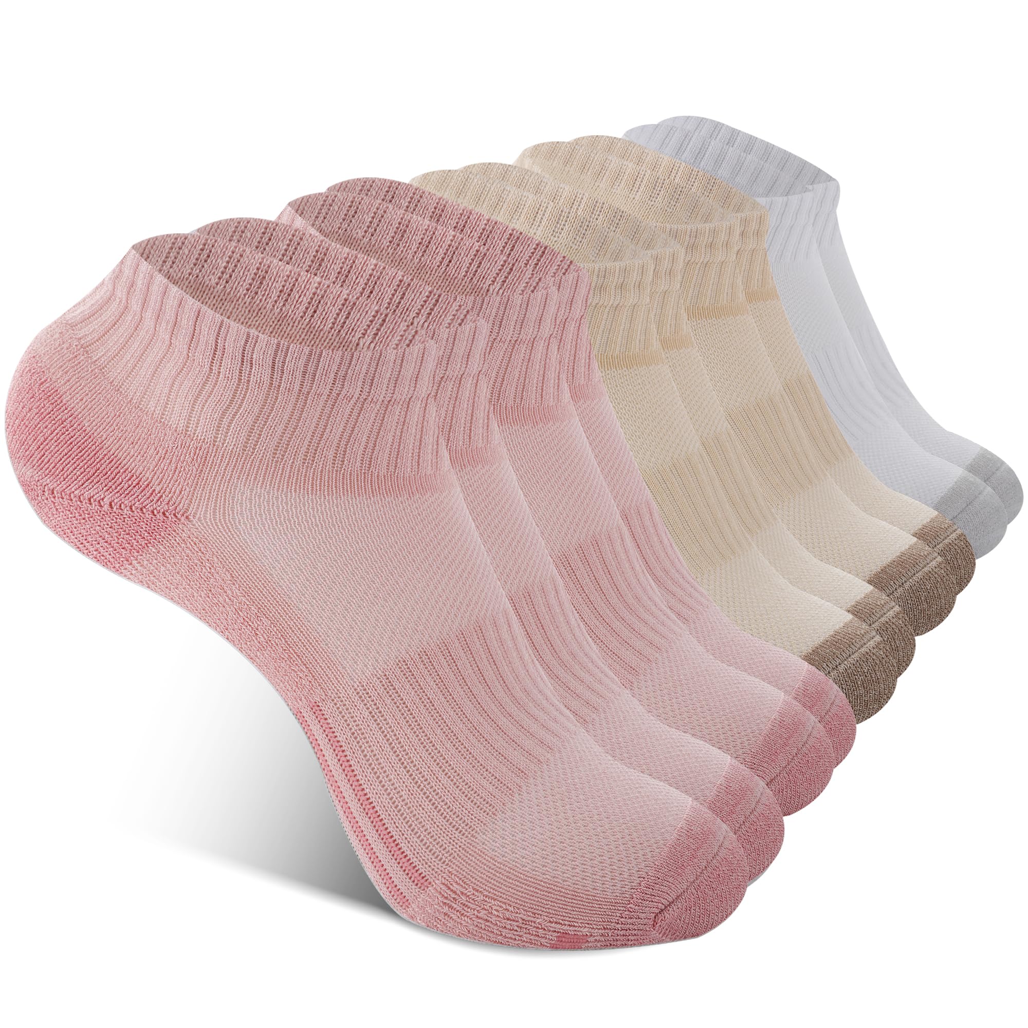 BAMBOO COOL Athletic Ankle Socks Womens Anti-Odor Socks Moisture-Wicking Running Cushioned Anti-Blister 5/6 Pairs