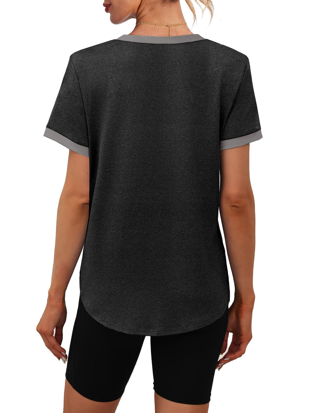 Womens Workout Tops Summer Short Sleeve Shirts Athletic Color Block Gym Clothes Outfits Sun Protection UPF 50+ T Shirts