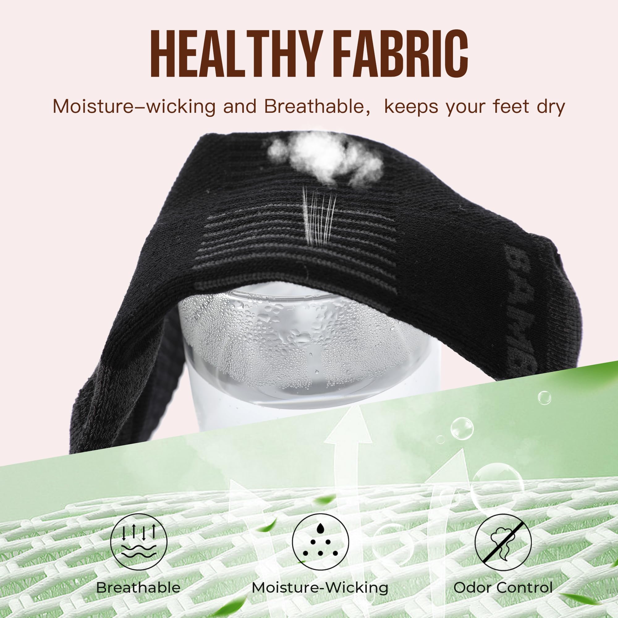 BAMBOO COOL Athletic Ankle Socks Womens Anti-Odor Socks Moisture-Wicking Running Cushioned Anti-Blister 5/6 Pairs