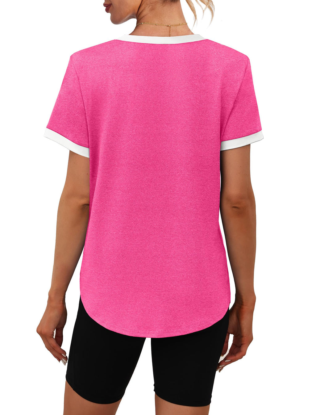 Womens Workout Tops Summer Short Sleeve Shirts Athletic Color Block Gym Clothes Outfits Sun Protection UPF 50+ T Shirts