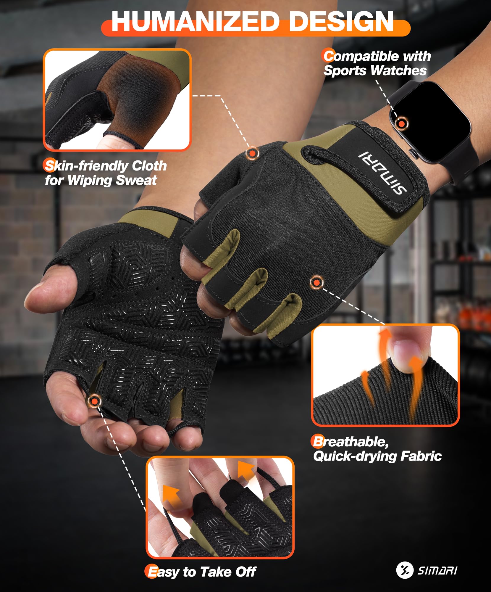 SIMARI Breathable Workout Gloves for Men & Women, Weight Lifting Gloves with Padded, Grip, Full Palm Protection, Gift for Gym Exercise, Cycling, Weightlifting Training, Fitness, Black, Pink, Size