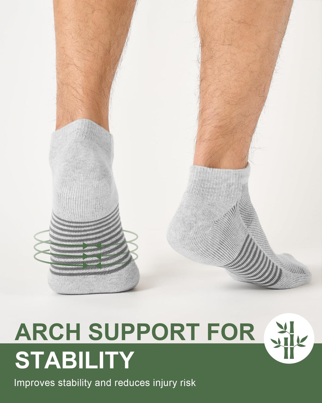 Ankle Socks for Men, Bamboo Socks Running Athletic Cushioned Moisture Wicking Low Cut Reinforced, 8 Pairs