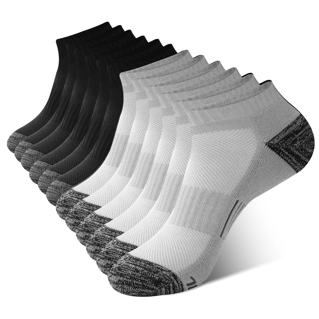 BAMBOO COOL Men's Ankle Socks Athletic Low Cut Cushioned Moisture Wicking, Running Socks Arch Support Breathable, 6 Pack