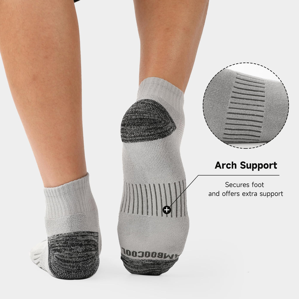 BAMBOO COOL Men's Ankle Socks Athletic Low Cut Cushioned Moisture Wicking, Running Socks Arch Support Breathable, 6 Pack