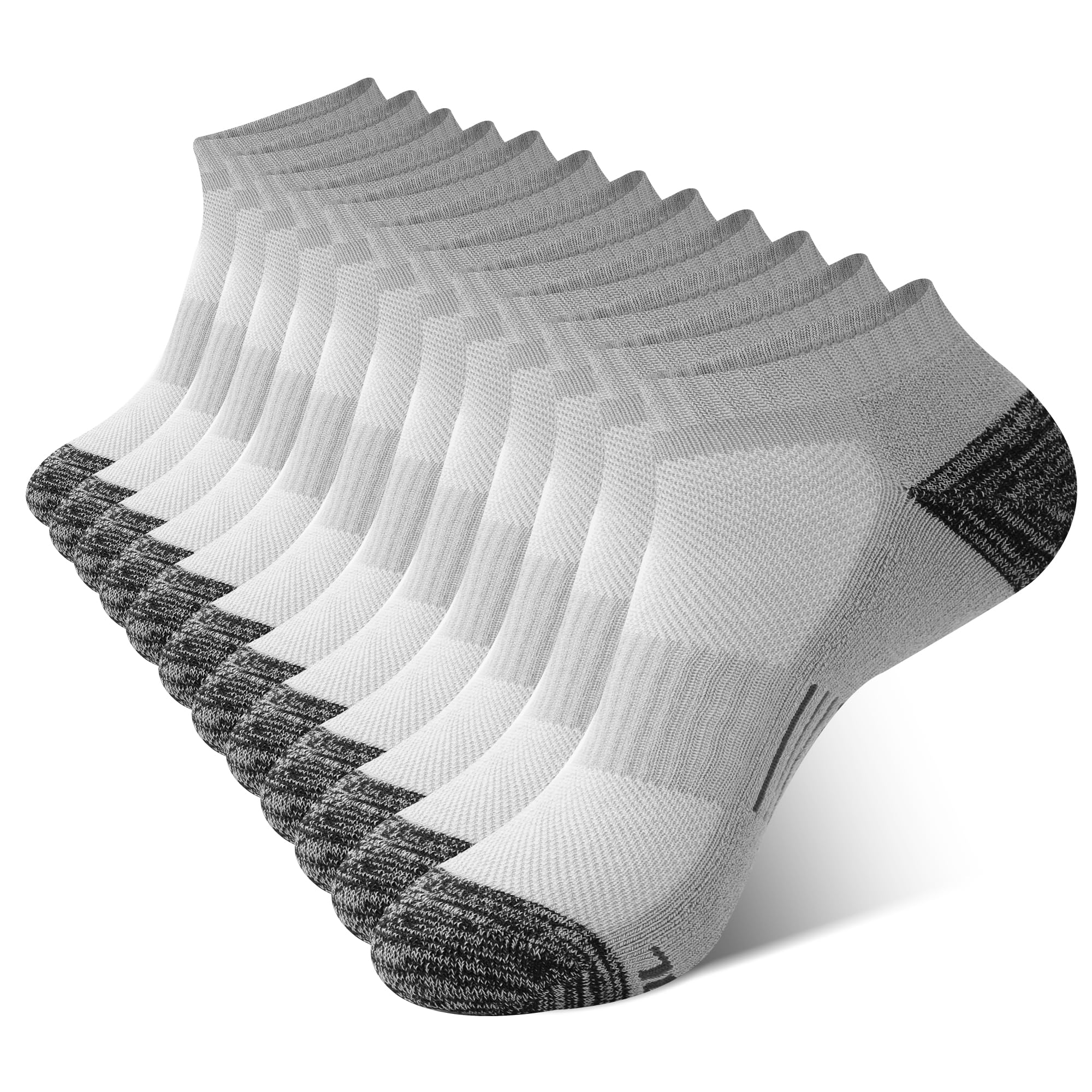 BAMBOO COOL Men's Ankle Socks Athletic Low Cut Cushioned Moisture Wicking, Running Socks Arch Support Breathable, 6 Pack