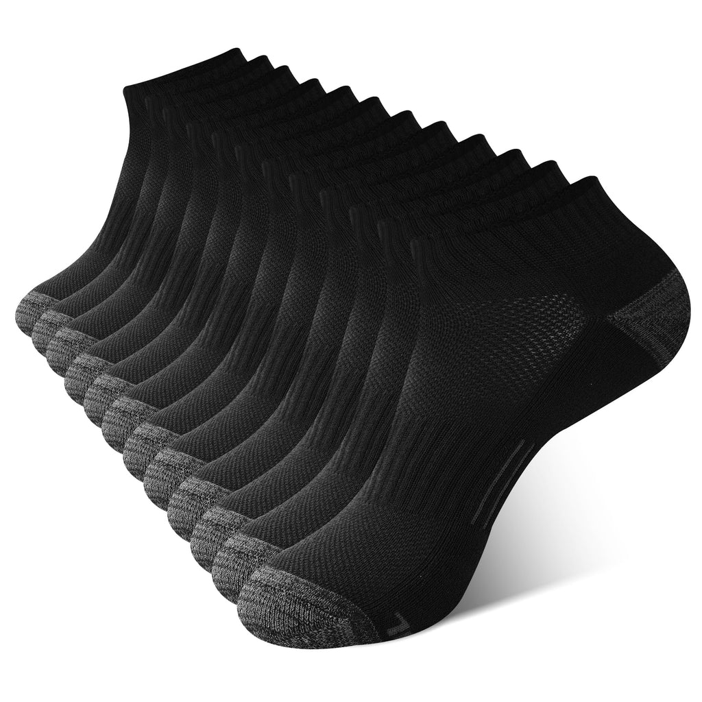 BAMBOO COOL Men's Ankle Socks Athletic Low Cut Cushioned Moisture Wicking, Running Socks Arch Support Breathable, 6 Pack