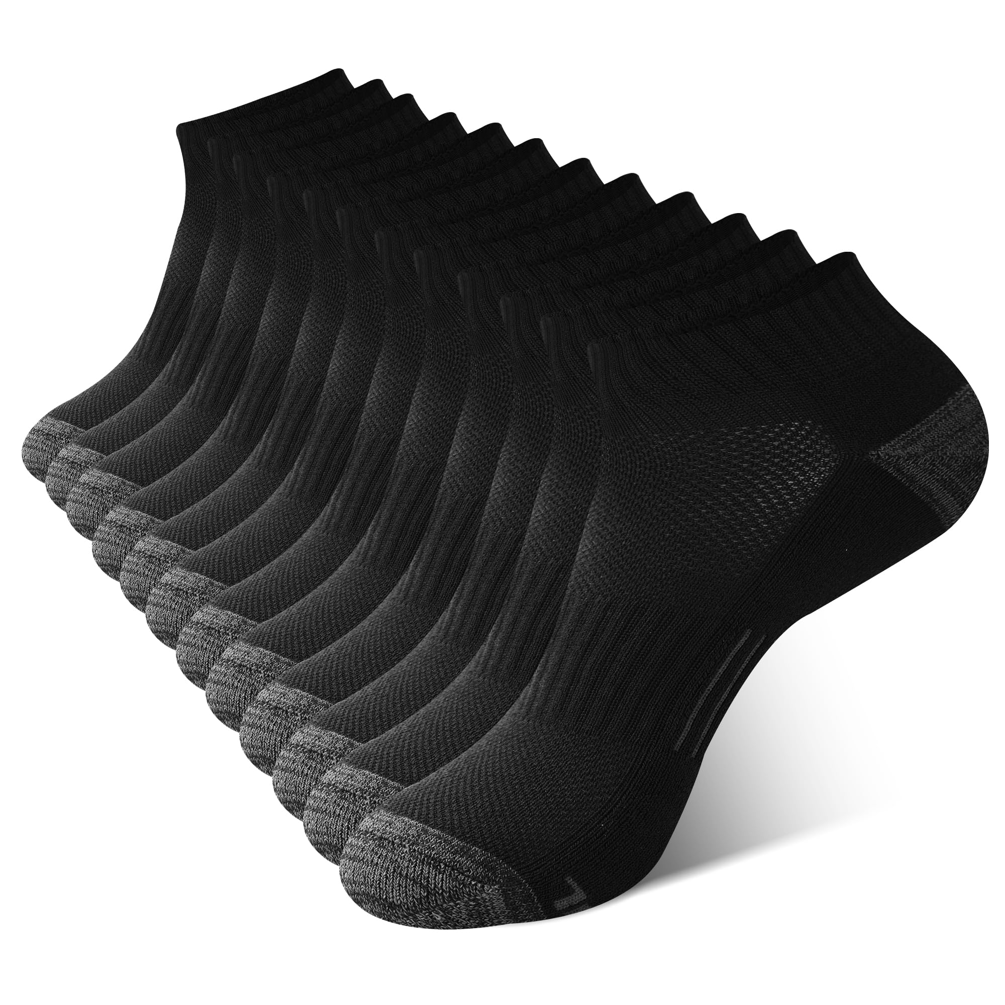 BAMBOO COOL Men's Ankle Socks Athletic Low Cut Cushioned Moisture Wicking, Running Socks Arch Support Breathable, 6 Pack