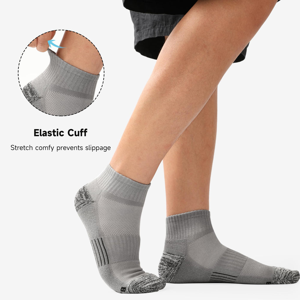 BAMBOO COOL Men's Ankle Socks Athletic Low Cut Cushioned Moisture Wicking, Running Socks Arch Support Breathable, 6 Pack