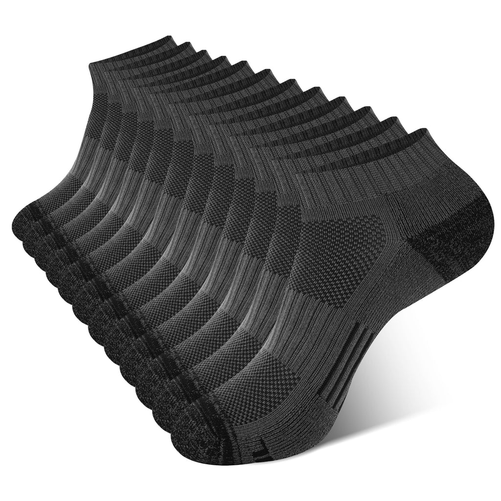 BAMBOO COOL Men's Ankle Socks Athletic Low Cut Cushioned Moisture Wicking, Running Socks Arch Support Breathable, 6 Pack
