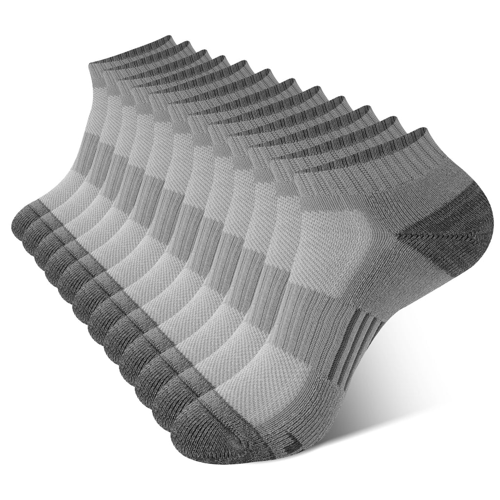 BAMBOO COOL Men's Ankle Socks Athletic Low Cut Cushioned Moisture Wicking, Running Socks Arch Support Breathable, 6 Pack