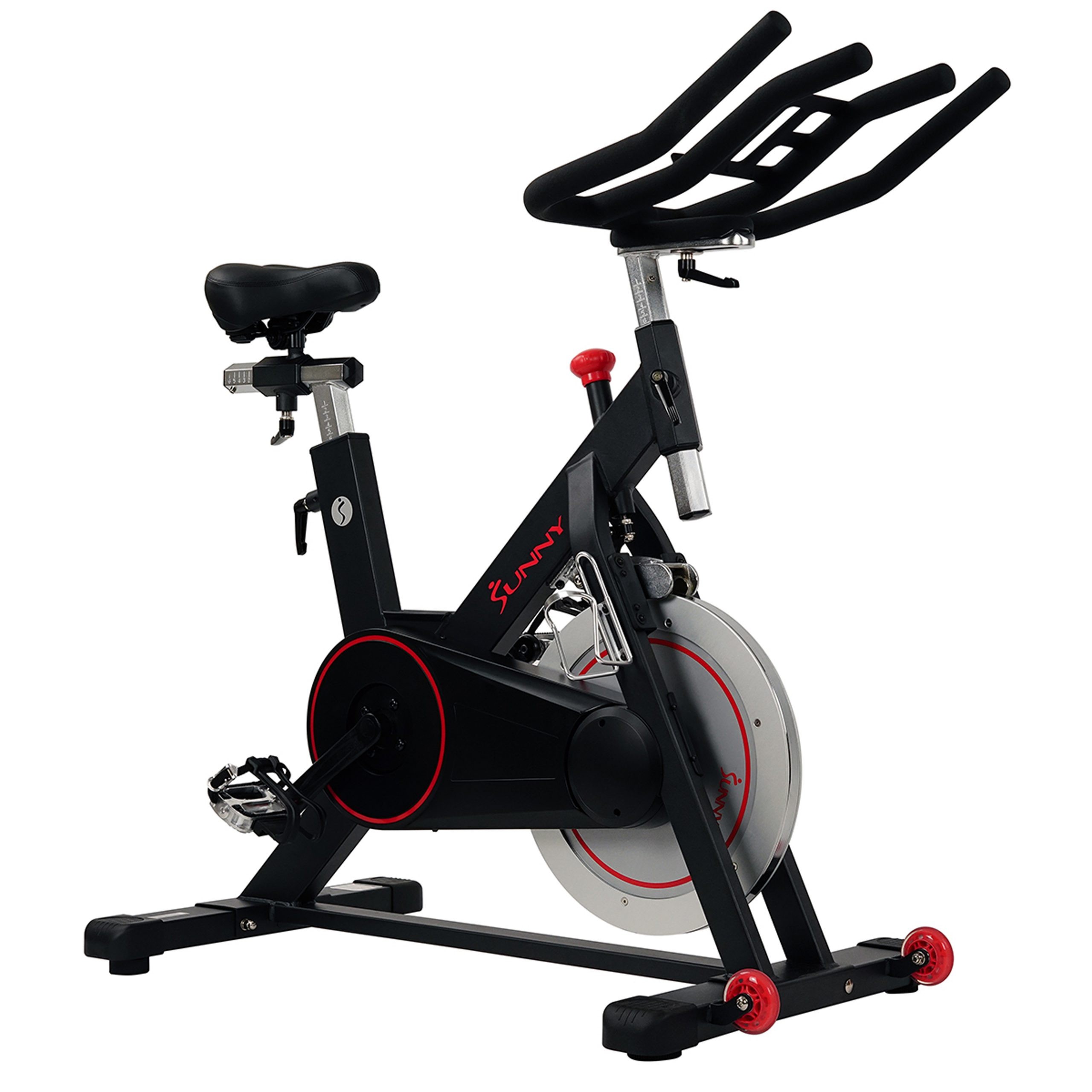 Sunny Health & Fitness Magnetic Belt Drive Indoor Cycling Bike with 44 lb Flywheel and Large Device Holder – SF-B1805