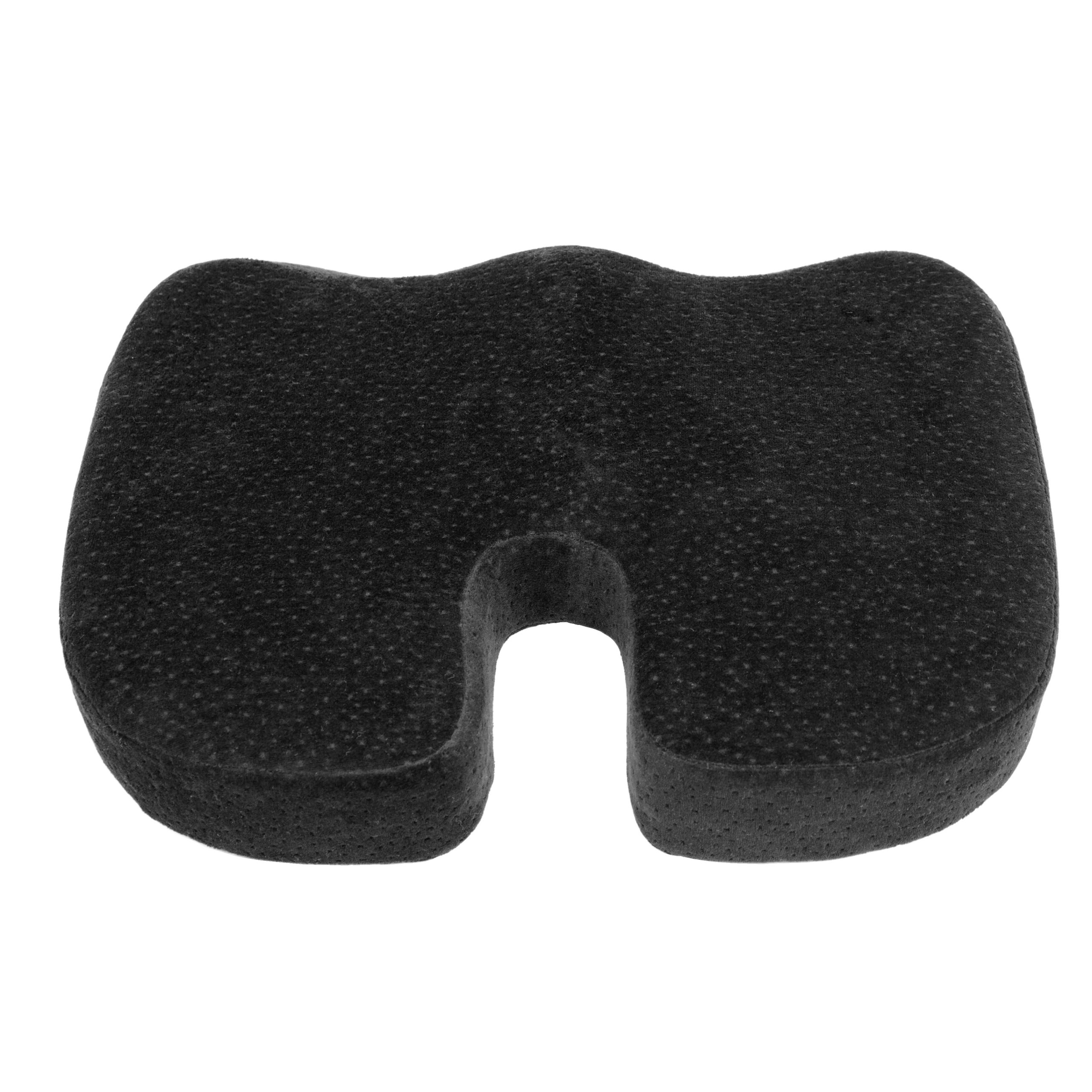 AURORA Black Memory Foam Coccyx Seat Cushion Orthopedically designed for Back, Tailbone and Sciatica Pain Relief; Promotes proper posture; Washable Cover